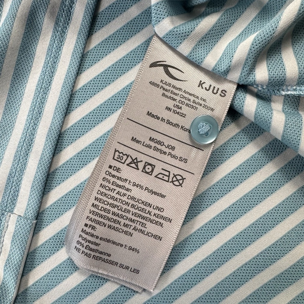 KJUS Blue White Striped Luis Men's Performance Polo Shirt Size S NWT - Picture 5 of 6
